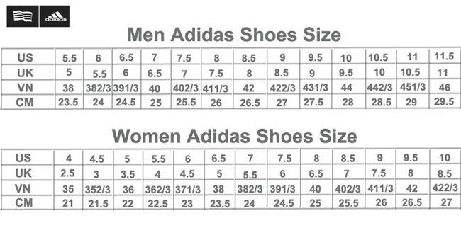 Top 10 giày chạy bộ nam - Adidas sizes