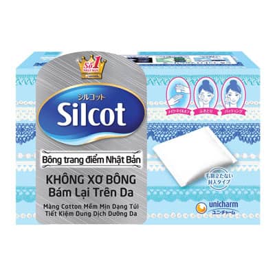 Bông trang điểm (bông tẩy trang) Silcot Nhật Bản (Hộp 82 miếng)