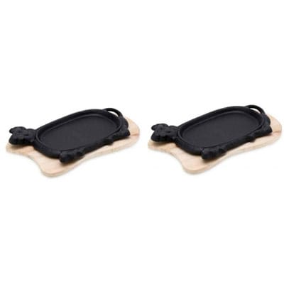 Bộ 2 chảo gang chống dính có đế gỗ Dragon