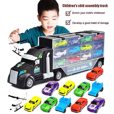 Bộ mô hình đồ chơi xe tải chở xe ô tô