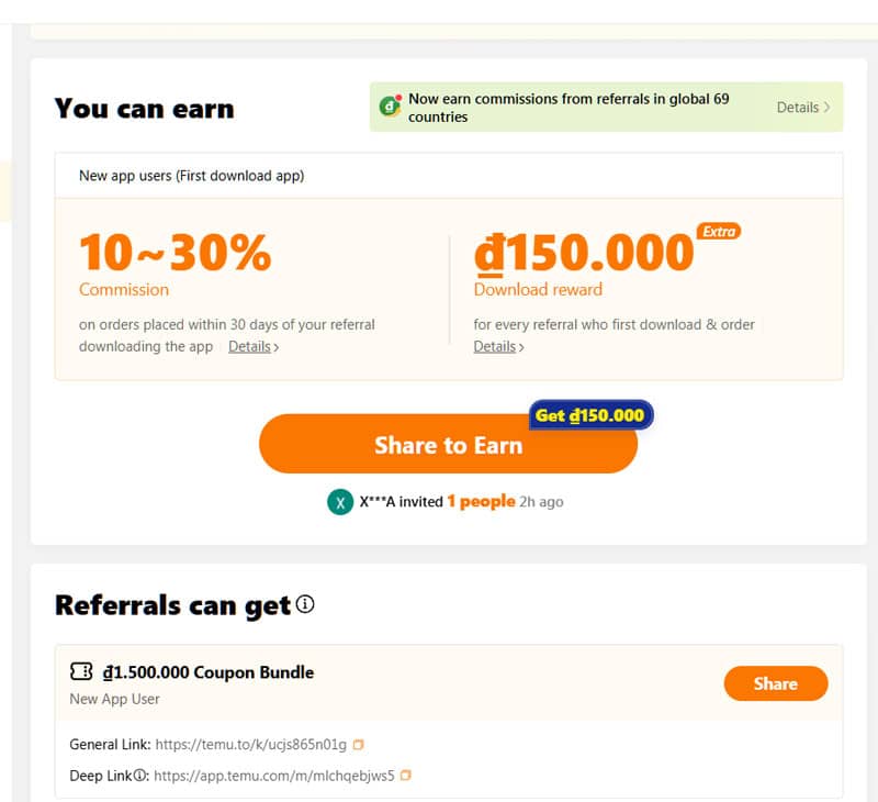 Kiếm tiền với tiếp thị liên kết Temu Affiliate