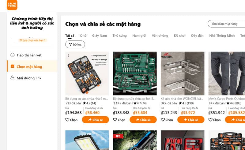 Kiếm tiền với tiếp thị liên kết Temu Affiliate