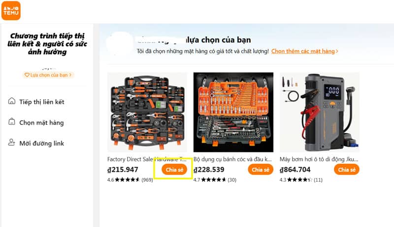 Kiếm tiền với tiếp thị liên kết Temu Affiliate